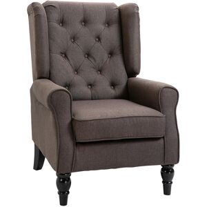 HOMCOM Linen Fabric Occasional Chair Wooden Frame Wingback Armchair with Thick Foam Cushion Accent Chair Living Room, Brown Aosom UK HOMCOM Linen Fabric Occasional Chair Wooden Frame Wingback Armchair with Thick Foam Cushion Accent Chair Living Room, Brown Aosom UK