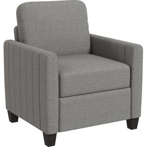 HOMCOM Armchair, Channel Tufted Modern Fabric Accent Chair, Comfy Upholstered Reading Lounge with Spring Cushion, Light Grey Aosom UK HOMCOM Armchair, Channel Tufted Modern Fabric Accent Chair, Comfy Upholstered Reading Lounge with Spring Cushion, Light Grey Aosom UK