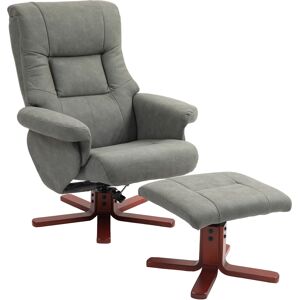 HOMCOM Faux Microfibre Leather Manual Recliner and Footstool Set, Reclining Armchair w/ cat scratch resistant fabric, Grey Aosom UK HOMCOM Faux Microfibre Leather Manual Recliner and Footstool Set, Reclining Armchair w/ cat scratch resistant fabric, Grey Aosom UK