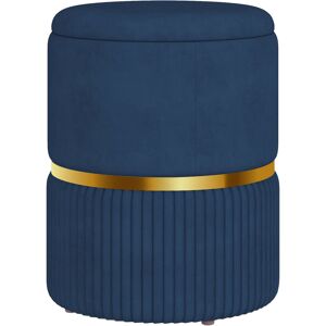 HOMCOM Round Ottoman Stool with Storage, Velvet-feel Fabric Pouffe, Padded Seat Foot Stool, Blue HOMCOM Round Ottoman Stool with Storage, Velvet-feel Fabric Pouffe, Padded Seat Foot Stool, Blue