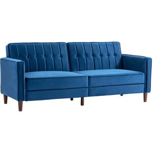 HOMCOM Modern Convertible Sofa Futon Velvet-Touch Tufted Couch Compact Loveseat with Adjustable Split Back, Blue HOMCOM Modern Convertible Sofa Futon Velvet-Touch Tufted Couch Compact Loveseat with Adjustable Split Back, Blue
