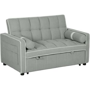 HOMCOM Two-Seater Linen-Look Sofa Bed - Light Grey Aosom UK HOMCOM Two-Seater Linen-Look Sofa Bed - Light Grey Aosom UK