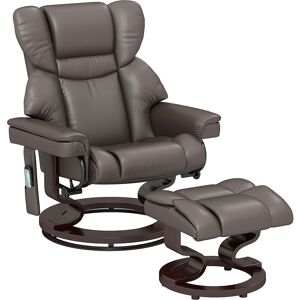 HOMCOM Massage Recliner Chair with Footstool, Upholstered Reclining Armchair with Adjustable Backrest, Steel Frame and Wood Base, Swivel Chair for Living Room, Bedroom, Brown HOMCOM Massage Recliner Chair with Footstool, Upholstered Reclining Armchair with Adjustable Backrest, Steel Frame and Wood Base, Swivel Chair for Living Room, Bedroom, Brown