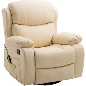 HOMCOM PU Leather Reclining Chair with 8 Massage Points and Heat, Manual Recliner with Swivel Base, Footrest and Remote, Beige HOMCOM PU Leather Reclining Chair with 8 Massage Points and Heat, Manual Recliner with Swivel Base, Footrest and Remote, Beige