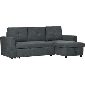 HOMCOM 4 Seater Sofa Bed, Pull Out Sofa Bed with Larger Bed Size & Thicker Cushion Padding, Corner Sofa Bed with Storage, Cat Scratch Anti, Dark Grey Aosom UK HOMCOM 4 Seater Sofa Bed, Pull Out Sofa Bed with Larger Bed Size & Thicker Cushion Padding, Corner Sofa Bed with Storage, Cat Scratch Anti, Dark Grey Aosom UK