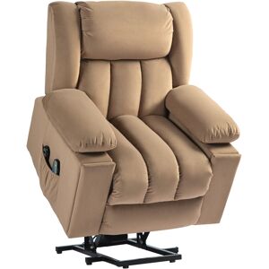HOMCOM Power Lift Recliner Chair with Vibration Massage and Heat, Electric Lift Chair for Elderly, Overstuffed Fabric Riser and Reclining Armchair with USB Ports, Cup Holders, Light Brown Aosom UK HOMCOM Power Lift Recliner Chair with Vibration Massage and Heat, Electric Lift Chair for Elderly, Overstuffed Fabric Riser and Reclining Armchair with USB Ports, Cup Holders, Light Brown Aosom UK