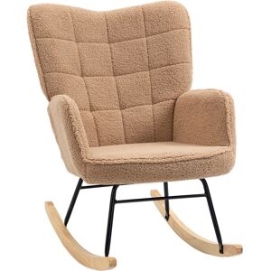 HOMCOM Soft Fleecey Rocking Wingback Chair - Light Brown HOMCOM Soft Fleecey Rocking Wingback Chair - Light Brown