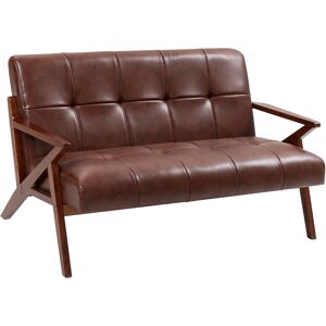 HOMCOM Compact 2 Seater Sofa, Vintage Tufted Loveseat Sofa with Solid Wood Legs, PU Leather Small Couch Settee for Living Room, Bedroom, Home Office, 133 x 81 x 785 cm, Brown HOMCOM Compact 2 Seater Sofa, Vintage Tufted Loveseat Sofa with Solid Wood Legs, PU Leather Small Couch Settee for Living Room, Bedroom, Home Office, 133 x 81 x 785 cm, Brown