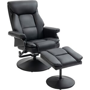 HOMCOM Swivel Recliner Chair with Footstool, PU Leather Recliner Armchair with Ottoman, Steel Base, Upholstered Reclining Chair for Living Room, Bedroom, Office, Black HOMCOM Swivel Recliner Chair with Footstool, PU Leather Recliner Armchair with Ottoman, Steel Base, Upholstered Reclining Chair for Living Room, Bedroom, Office, Black