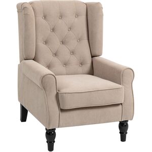 HOMCOM Wingback Accent Chair, Retro Upholstered Button Tufted Occasional Chair for Living Room and Bedroom, Beige HOMCOM Wingback Accent Chair, Retro Upholstered Button Tufted Occasional Chair for Living Room and Bedroom, Beige