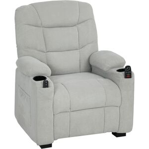 HOMCOM Electric Massage Recliner Armchair with Vibration, Heat, Whisper-Quiet Motor, Memory Function, Fleece Power Reclining Chair with Spring Pack, USB Port, Footrest, Side Pocket, Cup Holders, Grey HOMCOM Electric Massage Recliner Armchair with Vibration, Heat, Whisper-Quiet Motor, Memory Function, Fleece Power Reclining Chair with Spring Pack, USB Port, Footrest, Side Pocket, Cup Holders, Grey