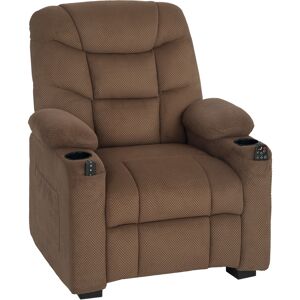 HOMCOM Electric Massage Recliner Armchair with Vibration, Heat, Whisper-Quiet Motor, Memory Function, Fleece Power Reclining Chair with Spring Pack, USB Port, Footrest, Side Pocket, Cup Holders, Brown HOMCOM Electric Massage Recliner Armchair with Vibration, Heat, Whisper-Quiet Motor, Memory Function, Fleece Power Reclining Chair with Spring Pack, USB Port, Footrest, Side Pocket, Cup Holders, Brown