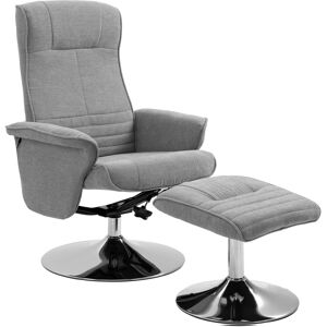 HOMCOM Swivel Recliner Chair with Footstool, Velvet Recliner Armchair with Ottoman, Steel Base, Upholstered Reclining Chair for Living Room, Bedroom, Office, Grey HOMCOM Swivel Recliner Chair with Footstool, Velvet Recliner Armchair with Ottoman, Steel Base, Upholstered Reclining Chair for Living Room, Bedroom, Office, Grey