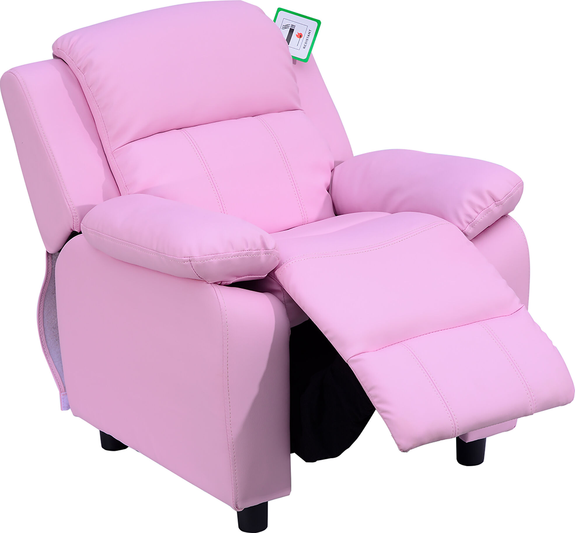 HOMCOM Kids Children Recliner Lounger Armchair Games Chair Sofa Seat PU Leather Look w/ Storage Space on Arms (Pink) Aosom UK