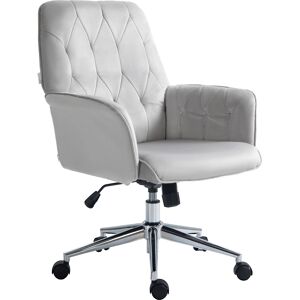 Vinsetto Linen Computer Chair with Armrest, Modern Swivel Chair with Adjustable Height, Light Grey