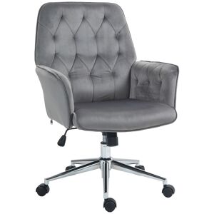 Vinsetto Comfortable Linen Office Chair, Swivel Desk Chair with Adjustable Height & Armrests, Dark Grey