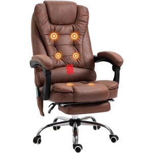 Vinsetto Heated 6 Points Vibration Massage Executive Office Chair Adjustable Swivel Ergonomic High Back Desk Chair Recliner with Footrest Brown