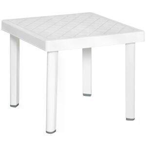 Outsunny Modern Outdoor Side Table, Square Garden Coffee End Table, Perfect for Drinks and Snacks, Stylish White