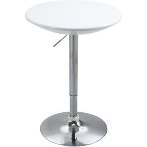 HOMCOM Modern Round Bar Table Adjustable Height Home Pub Bistro Desk Swivel Painted Top with Silver Steel Leg and Base, White