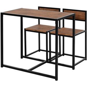 HOMCOM 3 Pcs Table Stool Set Industrial Design w/ Steel Frame MDF Panels Living Room Bar Modern Furniture