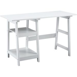 HOMCOM Study Table with Bookshelf, Compact Computer Desk with Storage Shelves, PC Workstation for Home Office, White.