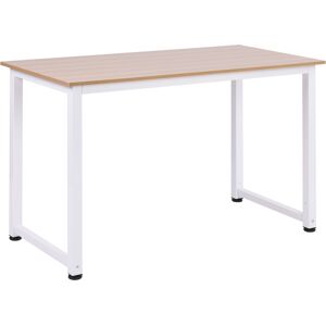 HOMCOM Adjustable Computer Desk, PC Writing Table for Home Office, Stable Workstation with Metal Frame, Oak and White