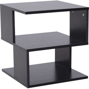 HOMCOM Contemporary Square Coffee Table with 2 Tier Storage Shelves, Wooden Side Table for Living Room, Black