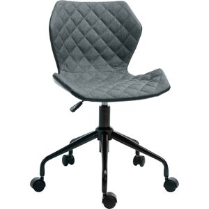 HOMCOM Swivel Chair, Home Office Computer Desk Chair With Nylon Wheels Adjustable Height Linen Grey