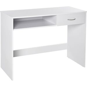 HOMCOM Computer Desk with Shelf Drawer, Study Table with Storage Compartment, Writing Station, Stylish Display Storage, White