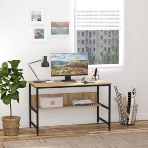 HOMCOM Computer Desk w/ Storage Shelf Adjustable Feet Metal Frame Home Office Laptop Study Writing Workstation Table Oak