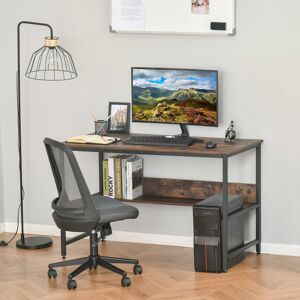 HOMCOM Computer Desk w/ Storage Shelf Adjustable Feet Metal Frame Home Office Laptop Study Writing Workstation Table Rustic Brown