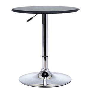 HOMCOM Adjustable Round Bistro Bar Table with PVC Leather Top Steel Base Home Kitchen Dining Desk  Black