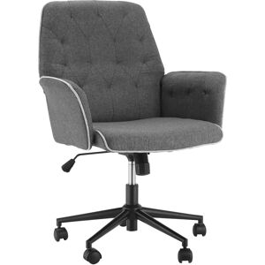 HOMCOM Linen Fabric Office Chair, Mid-Back Swivel Computer Chair, Adjustable, Armrests, Grey