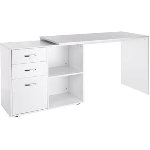 HOMCOM Computer Desk Table Workstation Home Office L Shape Drawer Shelf File Cabinet White