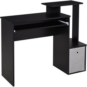 HOMCOM Wooden Computer Desk with Keyboard Tray, Drawer, Shelf, Home Office Workstation, Study Gaming Desk, Black