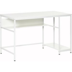 HOMCOM Compact Computer Desk, Small Writing Study Table, Home Office PC Workstation with Storage Shelf, White