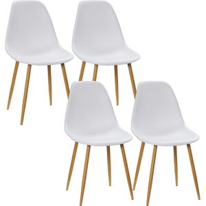 HOMCOM Dining Chairs Set of 4, Modern Armless Kitchen Chairs with Curved Back, Metal Legs for Bedroom Living Room, White