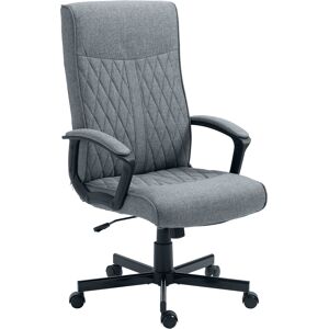 Vinsetto High-Back Home Office Chair, Linen Swivel Computer Chair with Adjustable Height and Tilt Function for Living Room, Bedroom, Study, Dark Grey