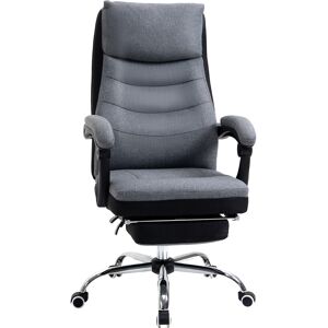 Vinsetto High Back Executive Office Chair, Reclining Computer Chair with Adjustable Height, Swivel Wheels and Retractable Footrest, Grey