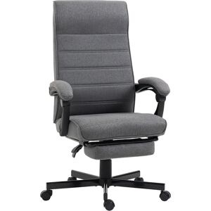 Vinsetto High-Back Linen Office Chair, Swivel, Reclining, Adjustable Height, Footrest, Padded Armrest, Study, Grey