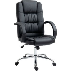 Vinsetto Executive Swivel Chair High Back, PU Leather, Padded Armrests, Adjustable Height, Tilt Function, Black