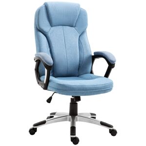 Vinsetto Office Chair, Linen Fabric, Height Adjustable, Padded Armrests, Tilt Function, Home Office, Blue