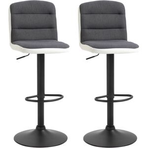 HOMCOM Bar stool Set of 2 Armless Adjustable Height Upholstered Bar Chair with Swivel Seat, Dark Grey