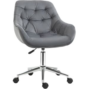 Vinsetto Velvet Swivel Chair, Ergonomic Office Chair with Adjustable Height, Arm and Back Support, Dark Grey