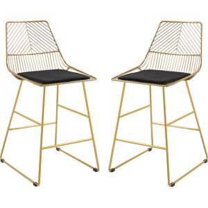 HOMCOM Set of 2 Bar stools Modern Counter Height Wire Metal Bar chairs for Kitchen, Bar Counter, Gold