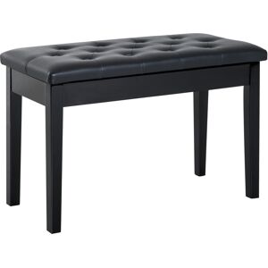 HOMCOM Elegant Piano Bench with Storage, PU Leather Upholstered Dressing Table Stool, 76x36x50cm, Black