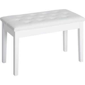 HOMCOM Dressing Table Stool with Storage, PU Leather Padded Piano Bench, 76x36x50cm, White