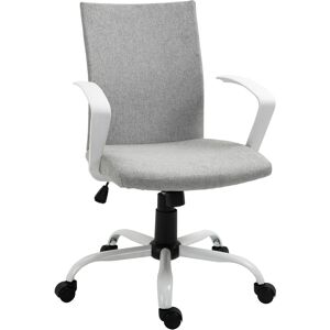 Vinsetto Linen Office Chair, Swivel Desk Chair with Adjustable Height, Armrests, Wheels, Light Grey