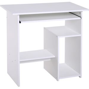 HOMCOM Office Desk Wooden Desk Keyboard Tray Storage Shelf Modern Corner Table Home Office White