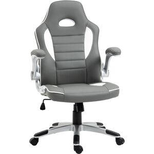 Vinsetto HOMCOM Racing Style Gaming Chair, Adjustable Swivel Office Chair with Tilt Function & Flip-Up Armrests, Grey